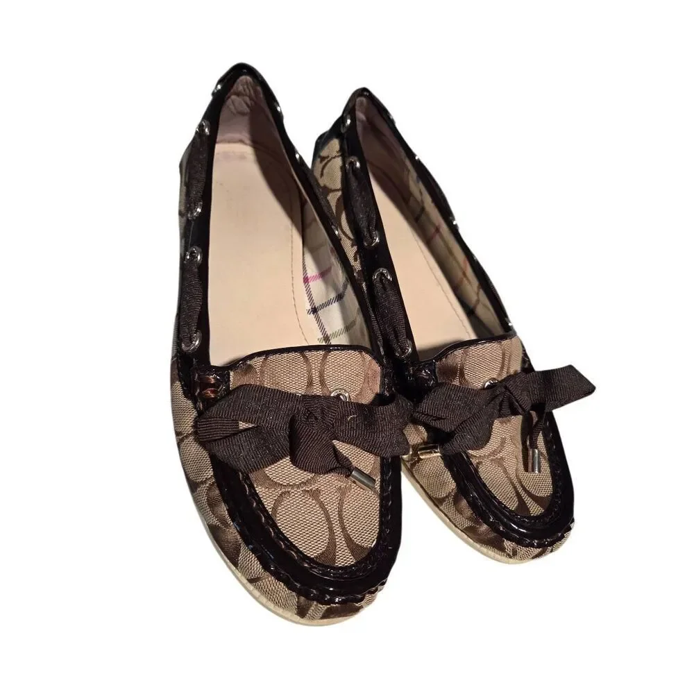 Coach Women's Carisa Brown Monogram Loafers with Box 8.5M